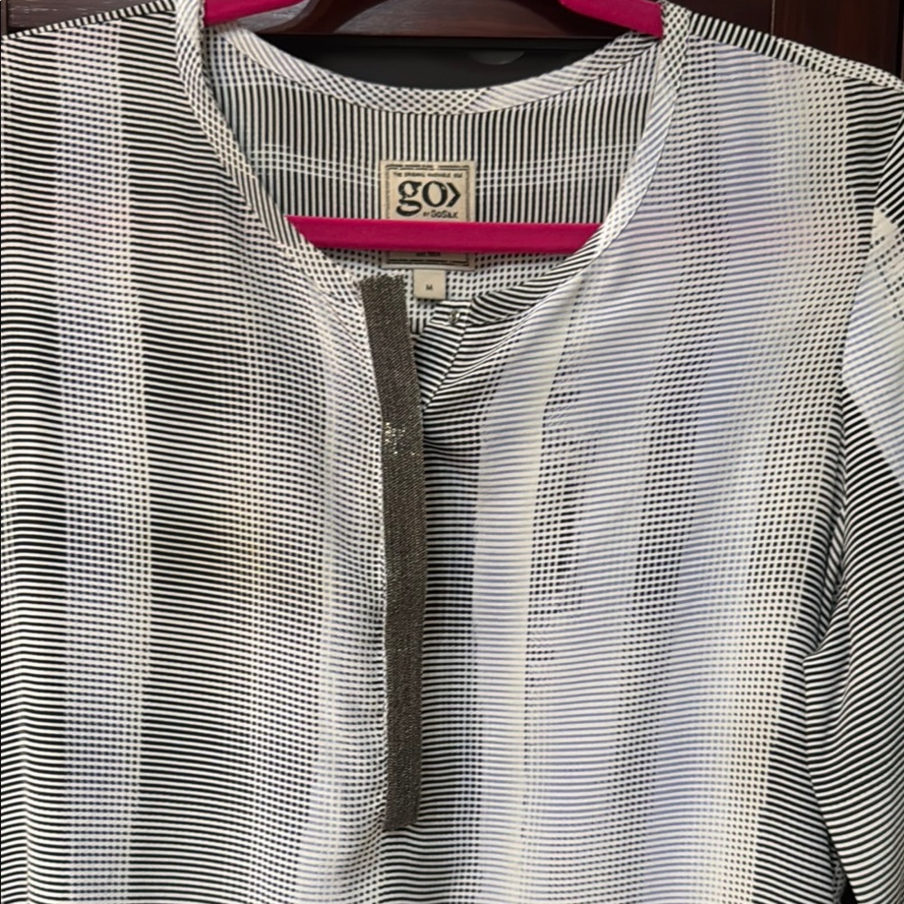 GO BY GO SILK Monochrome Striped Top